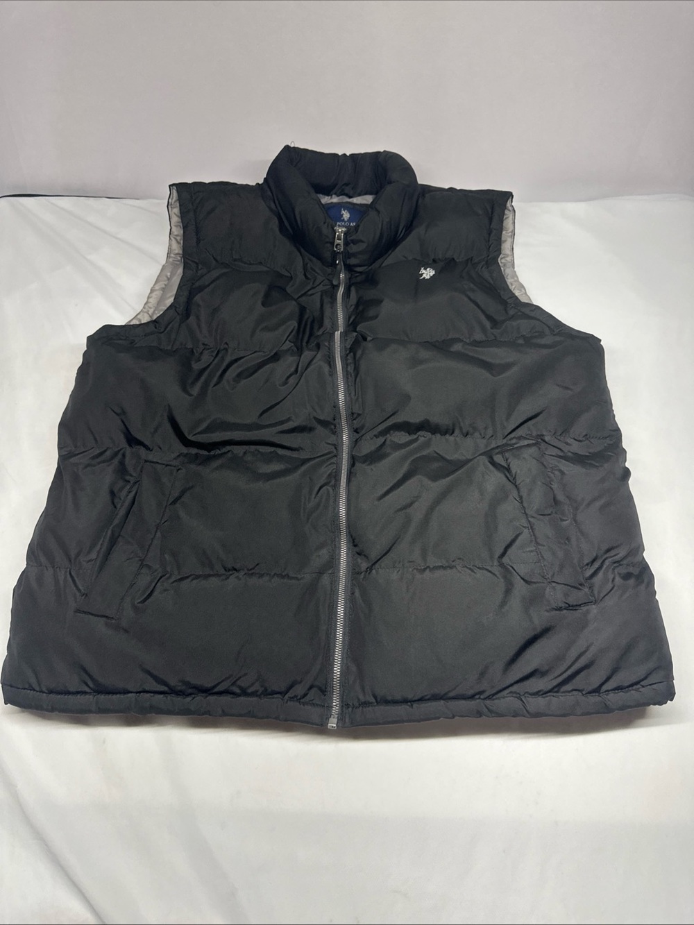 US Polo Assn Mens Puffer Vest Black Full Zip Quilted Logo Size XL